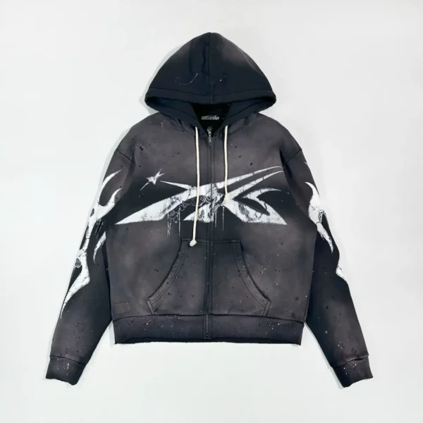 Hellstar Black Halloween Inkjet Zipper Sweater