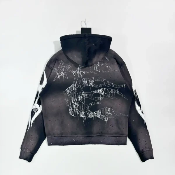 Hellstar Black Halloween Inkjet Zipper Sweater - Image 2