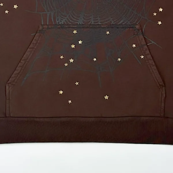 CJ x Sp5der Rodeo Spider Web Copper Nail Brown Hoodie - Image 6