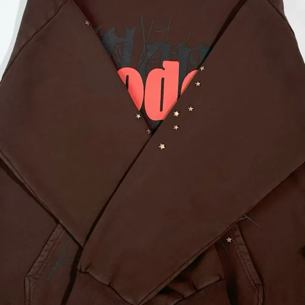 CJ x Sp5der Rodeo Spider Web Copper Nail Brown Hoodie - Image 10