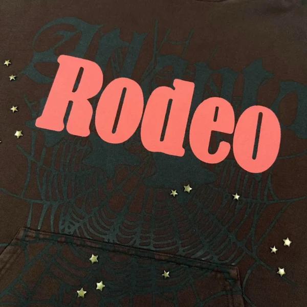 CJ x Sp5der Rodeo Spider Web Copper Nail Brown Hoodie - Image 5