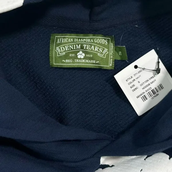 Denim Tears Mono navy blue kapok hoodie - Image 3
