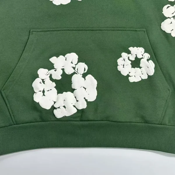 Denim Tears Mono Green Cotton Hoodie - Image 6