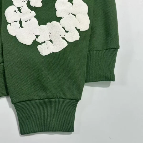Denim Tears Mono Green Cotton Hoodie - Image 7