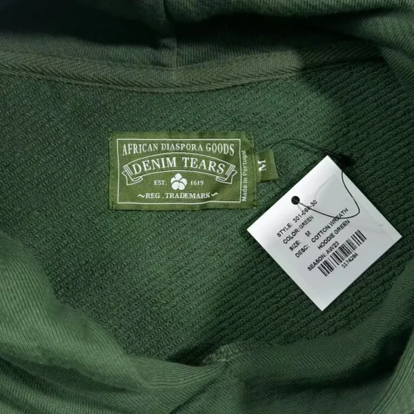 Denim Tears Mono Green Cotton Hoodie - Image 3