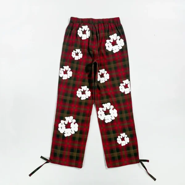 Denim Tears Red Grid Kapok Flower Pajama Pants - Image 2