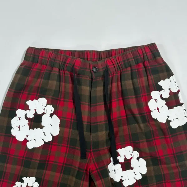 Denim Tears Red Grid Kapok Flower Pajama Pants - Image 3