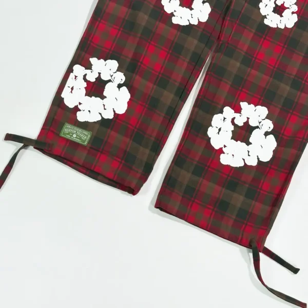 Denim Tears Red Grid Kapok Flower Pajama Pants - Image 6