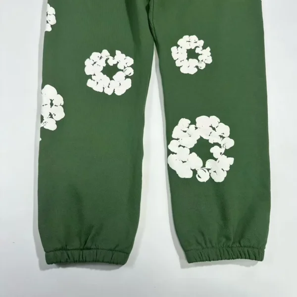 Denim Tears Mono Green Cotton Flower Sanitary Pants - Image 8