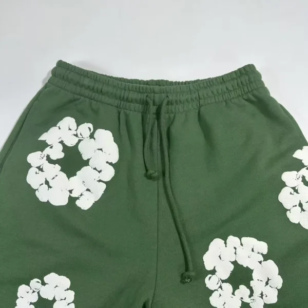 Denim Tears Mono Green Cotton Flower Sanitary Pants - Image 3