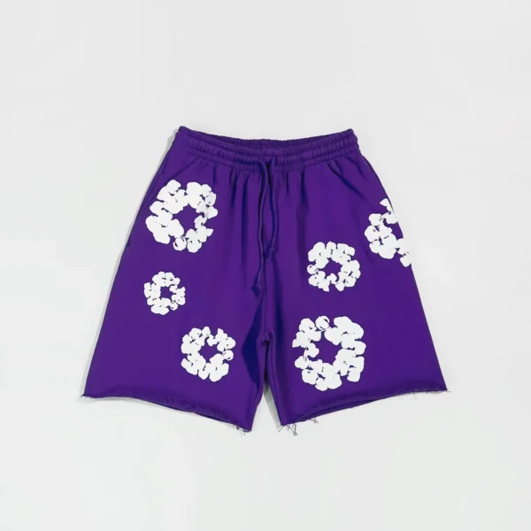 Denim Tears Mono Purple Cotton Flower Shorts